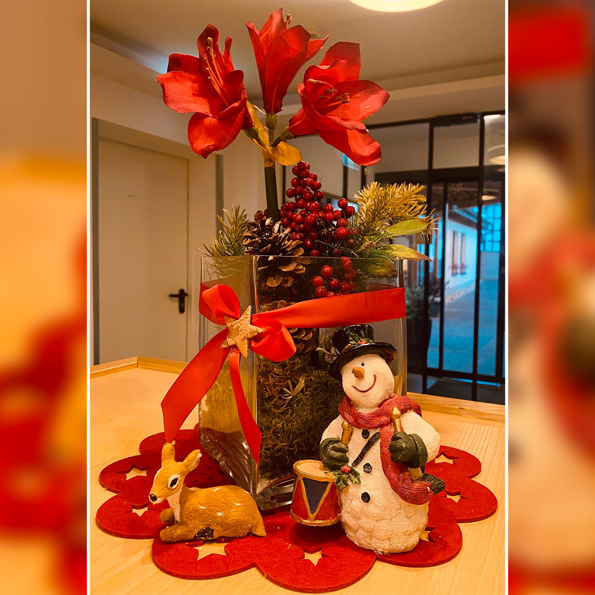 Frohe Weihnachten wünschen die Bewohner und Mitarbeiter vom Sonnenhof